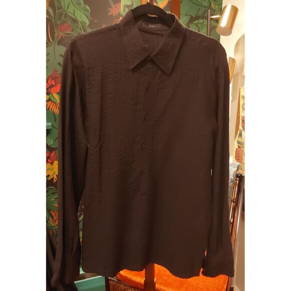 Zara Men's Black Ruched Stretch Dress Shirt. Spain. 3/4 Buttondown.  Size XL - Picture 1 of 12